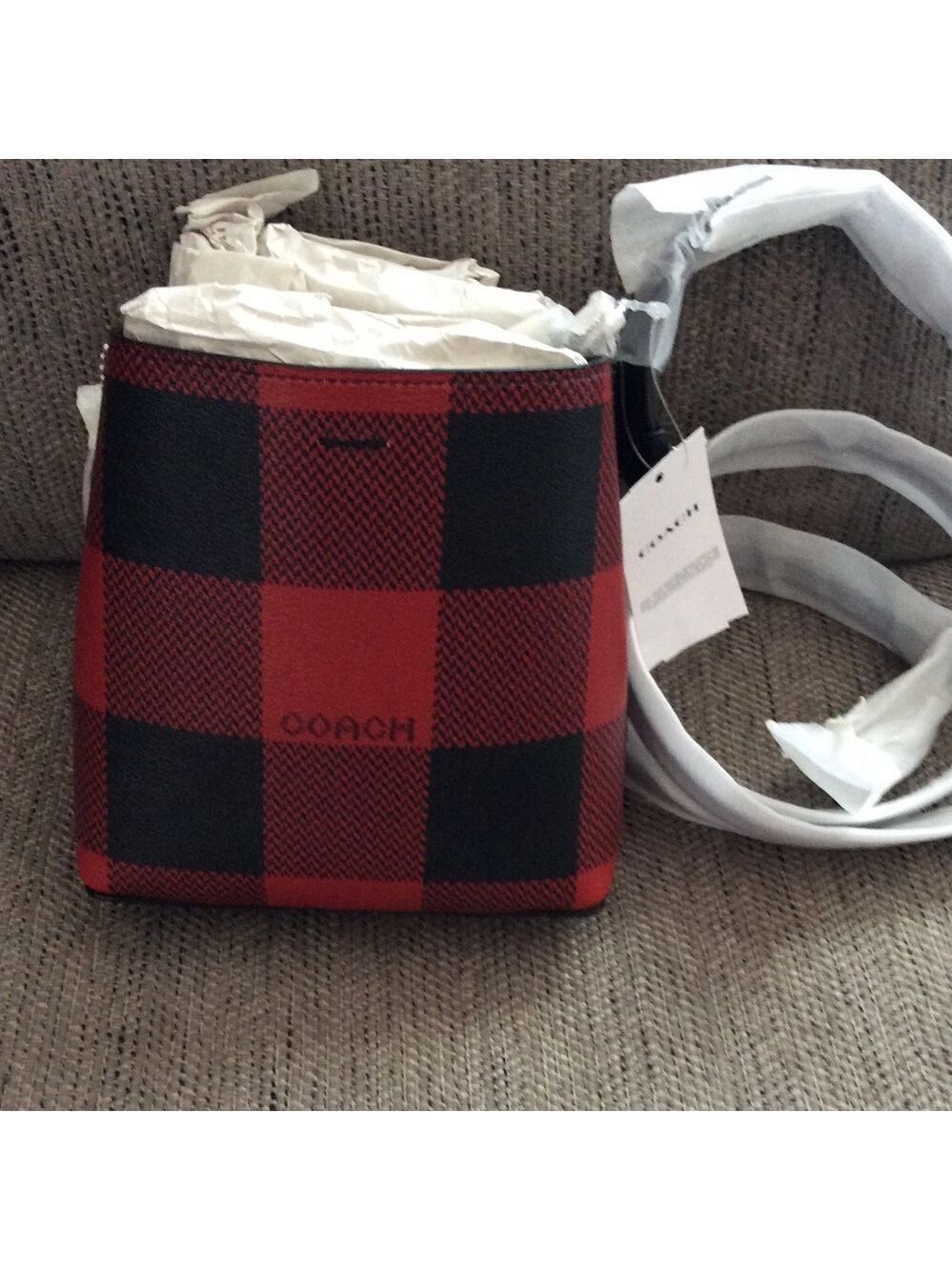 Authentic Coach Bucket Bag & Wristlet Plaid Print - Picture 7 of 10